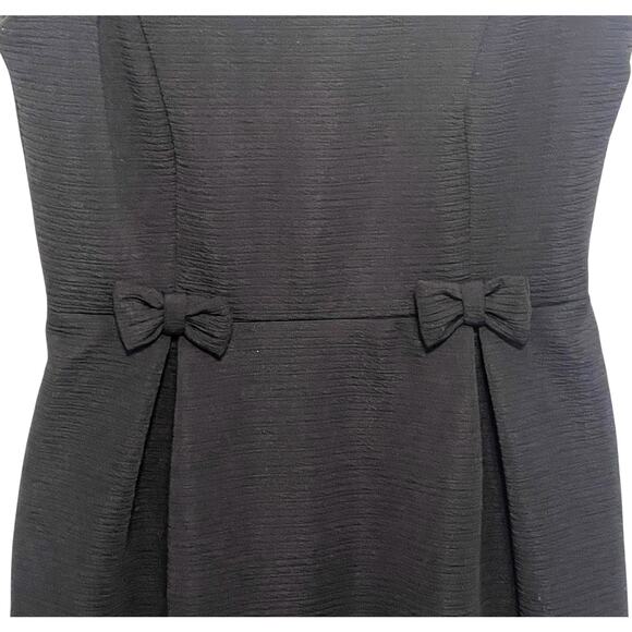 LC Lauren Conrad Black Bow Dress Womens Size 8 Textured Career Sheath LBD - Picture 4 of 11